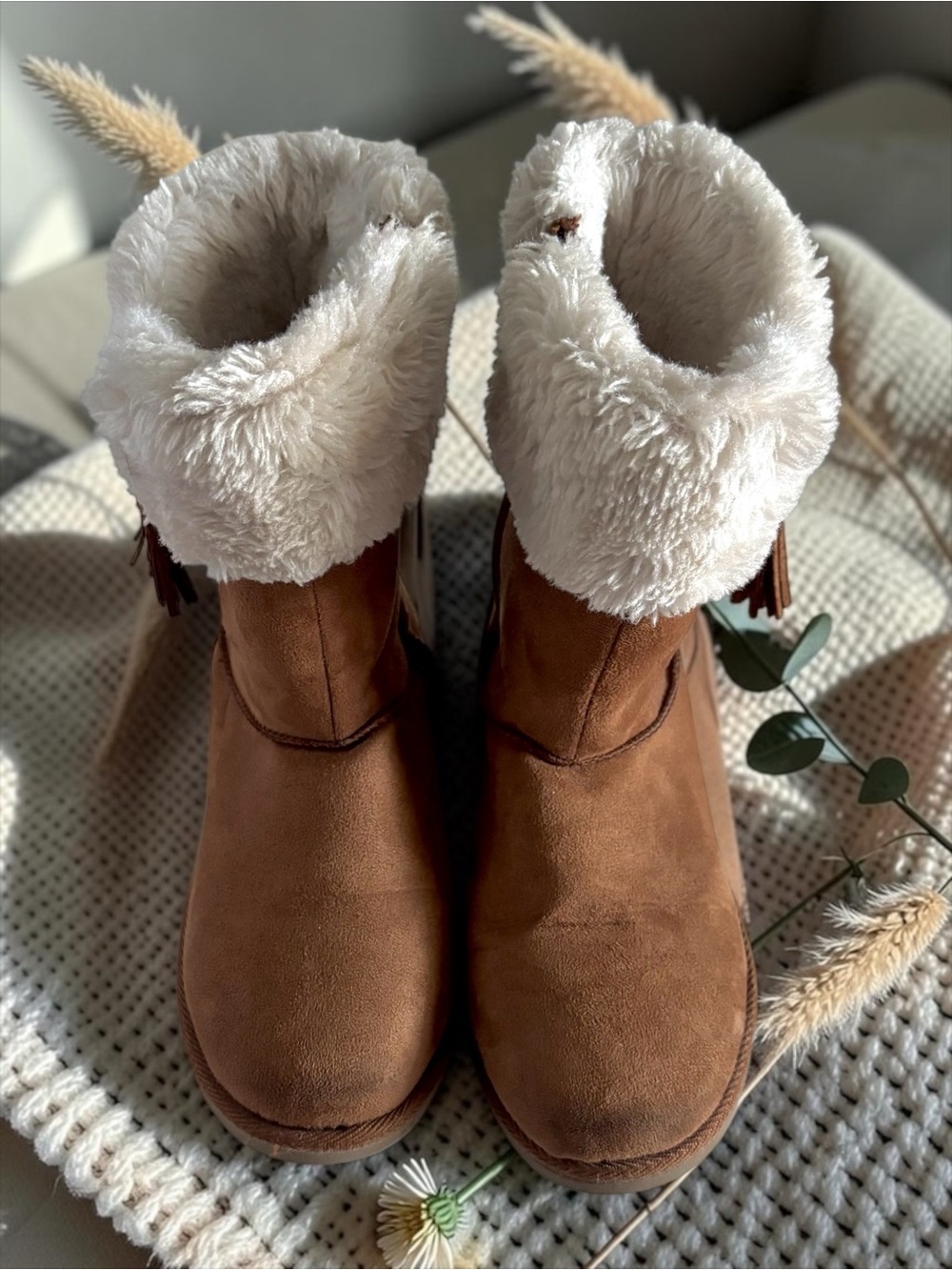 Magellan Girls Boots Faux‑Suede Winter Faux‑Fur Cuff Tassel Size 3 VGUC ❄️ - Picture 5 of 12